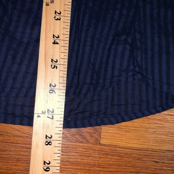 Lane Bryant size 20W 2X 1X blue eyelet blouse striped roll tab sleeves prairie - Picture 5 of 7